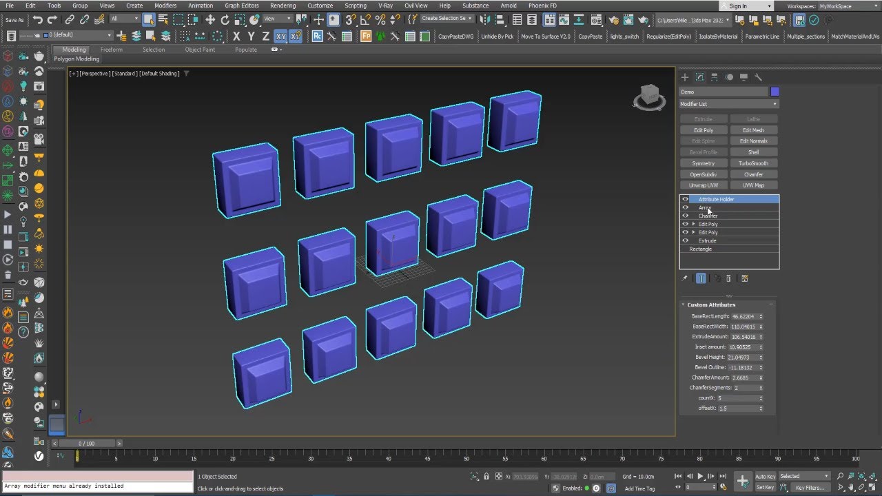 3DS Max — модификатор держателя атрибутов