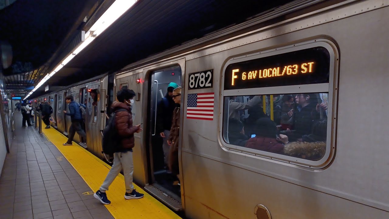 NYCT Subway: R160 (F) Train Action at Roosevelt Island and Lexington Av-63 St (Final Week)