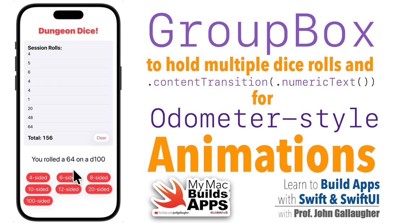 Глава 4.8. SwiftUI GroupBox и contentTransition numericText для нескольких анимированных бросков ...