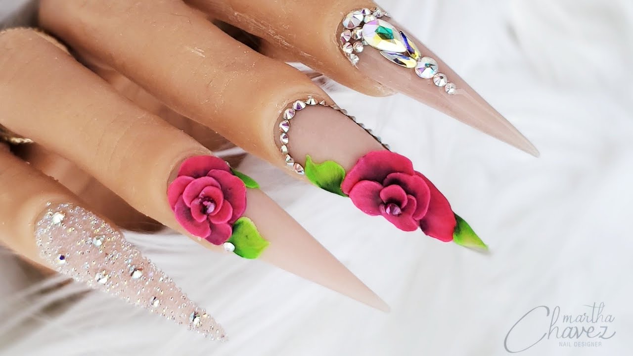 UÑAS ESCULTURALES NUDE y ROSAS 3D 🌷🌷