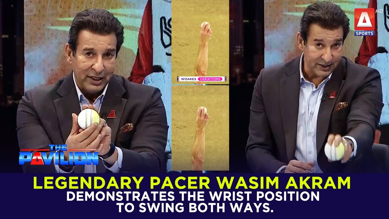 Legendary pacer #WasimAkram demonstrates the wrist position to swing both ways.