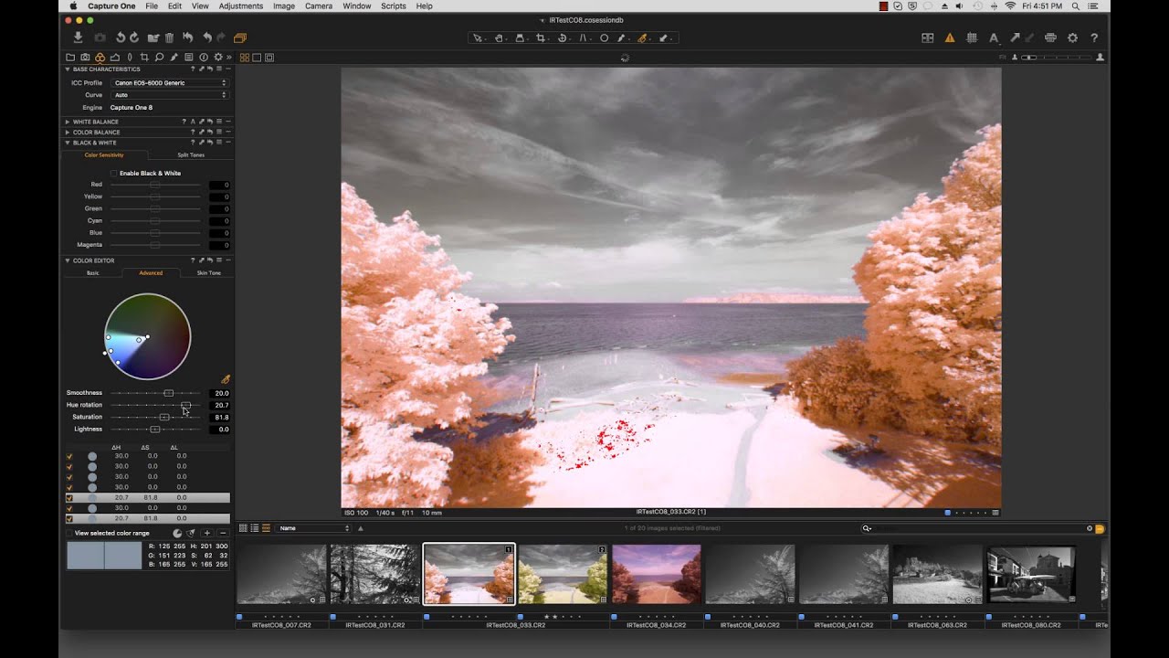 CaptureOne8 workflow for Infrared converted camera