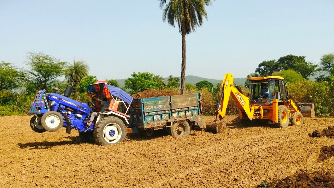 New jcb tektar video and farm tarc 60 masy 241 mahindra 475 mud and mitti lodding 
