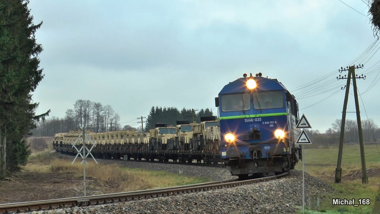 Pogoń za SU46-035 z eszelonem US Army (5 ujęć) 28.11.2020