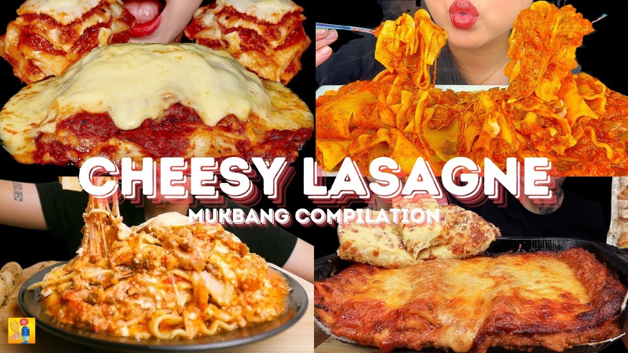 CHEESY LASAGNE MUKBANG *ASMR* COMPILATION |  BIG BITES | EATING SOUNDS
