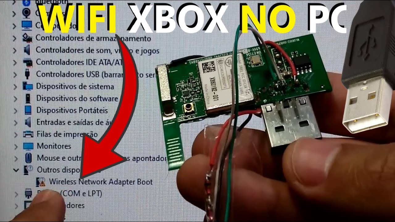 Como Ligar placa Wireless Wifi Xbox no computador - Soldar cabo USB - Faltou o driver