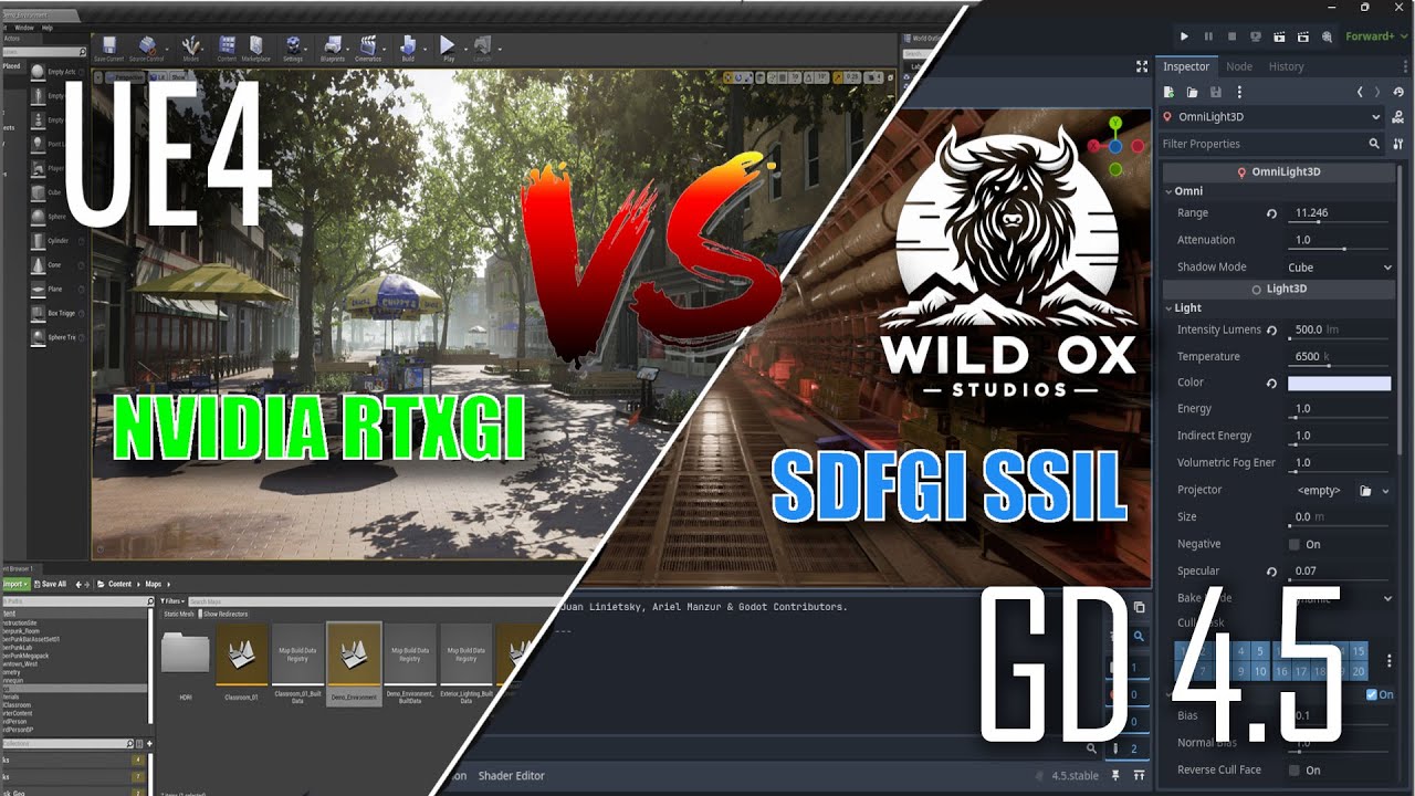 UE4.27.2 RTXGI против Godot 4.5 SDFGI и SSIL — Часть 4 — Технический обзор Godot и UE4/5 Производ...