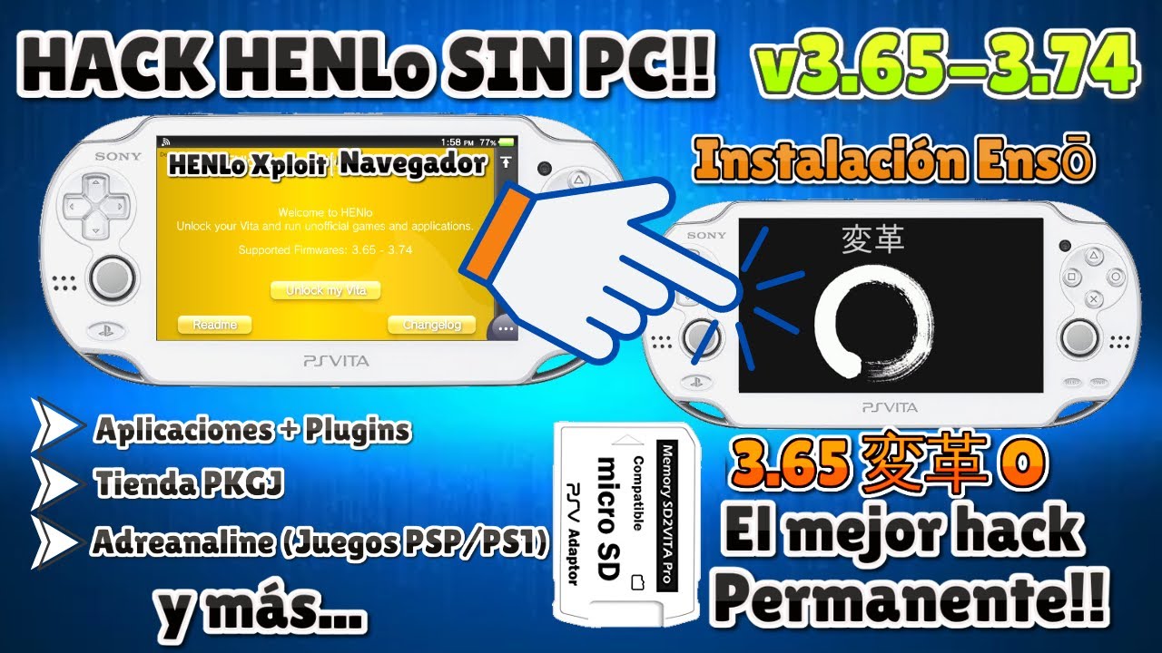 PS VITA Liberación sin PC con HENLO + Plugins + PKGJ (Tienda) + SD2VITA + Ensō 3.65 変革 O Permanente