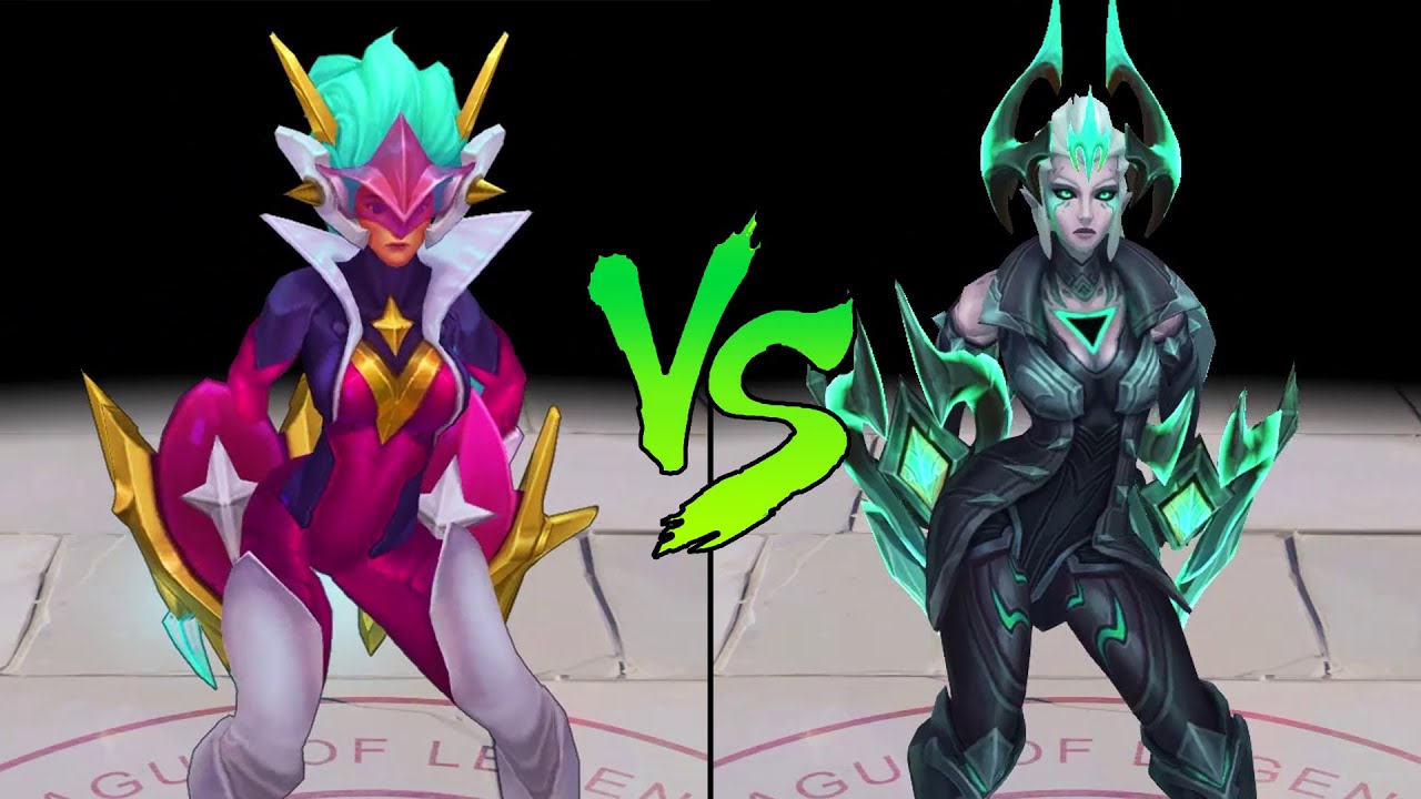 Ruined Shyvana vs Super Galaxy Shyvana Skin Comparison Spotlight (League of Legends)