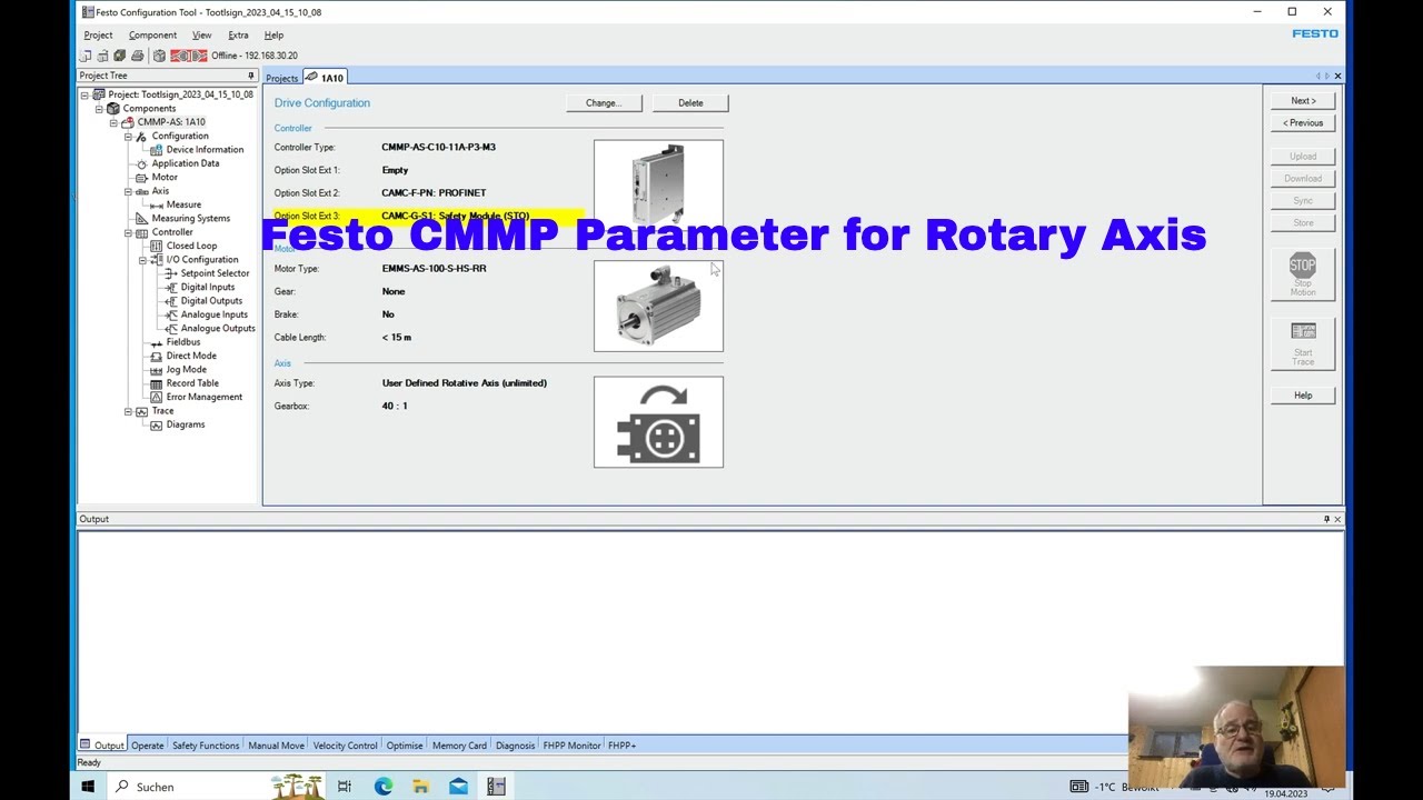 Festo CMMP Parameter for Rotary Axis 360 Degree