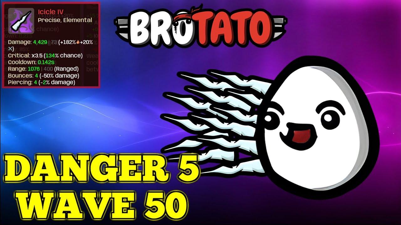 The MOST BROKEN Icicle Build?! | Multitasker DESTROYS Danger 5 Wave 50 | Brotato