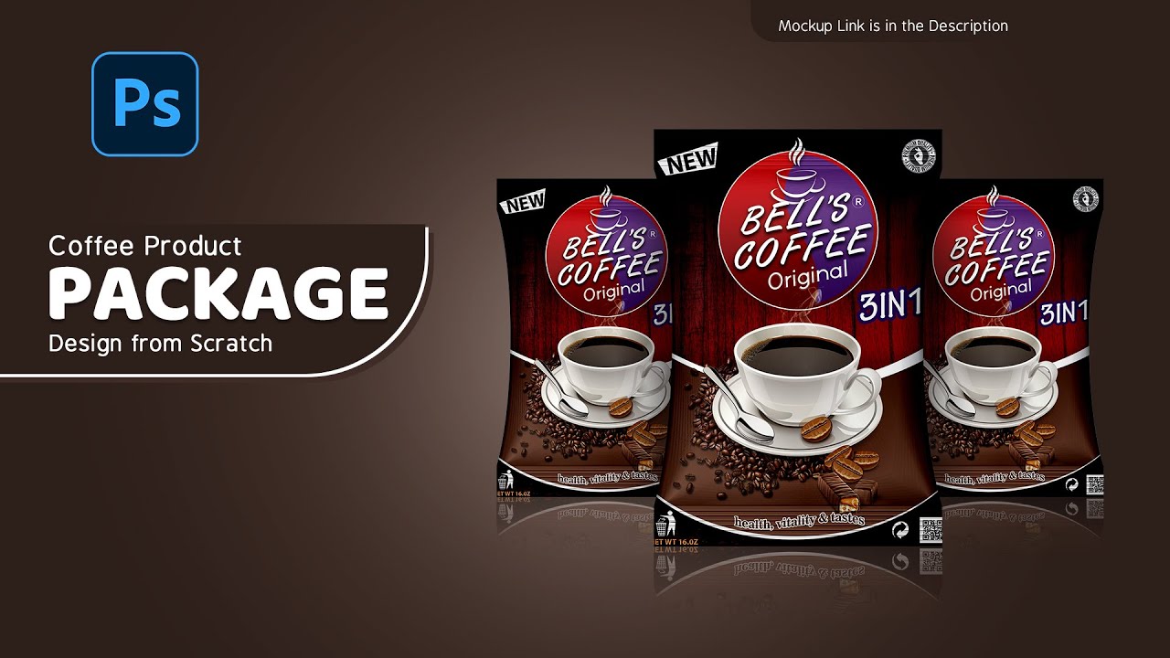 Product Packaging Design (Coffee Packaging) | Photoshop Tutorial