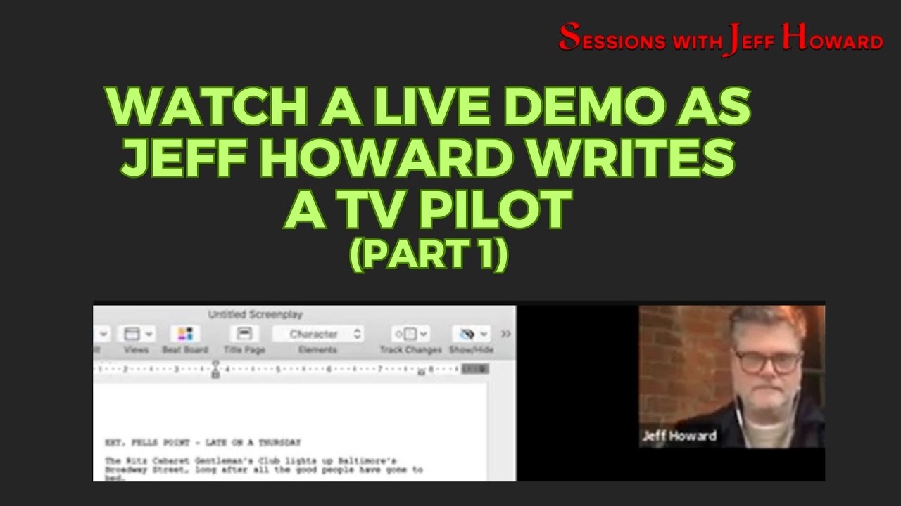 Screenwriting Live demo of writing a TV pilot (Part 1 of 6)