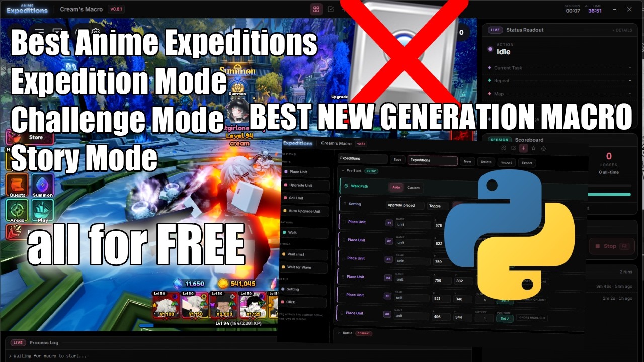 FREE EXPEDITION MACRO IN ROBLOX ANIME EXPEDITIONS | Cream's Macro