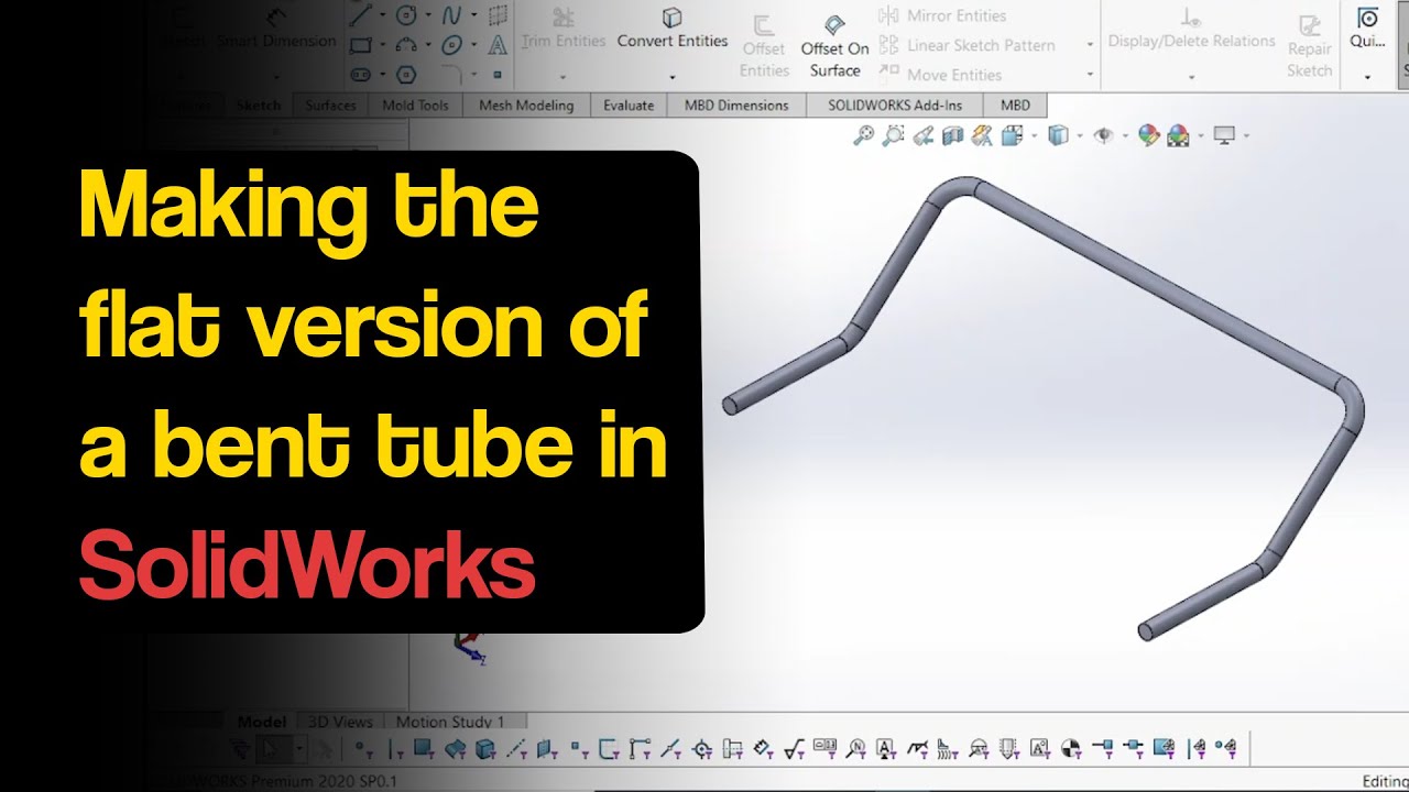 Flatten bent tubes in SolidWorks and find bend positions in drawing