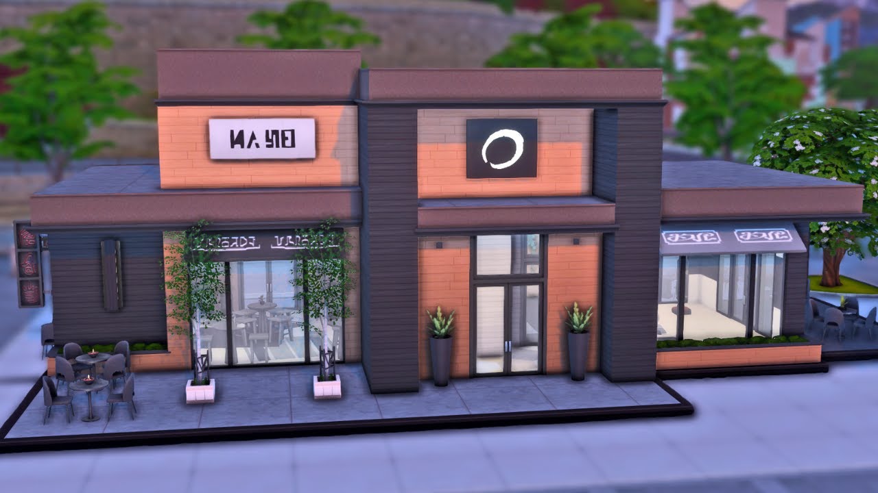 Modern Spa, Gym, & Café 🖤 || The Sims 4 Community Lot: Speed Build