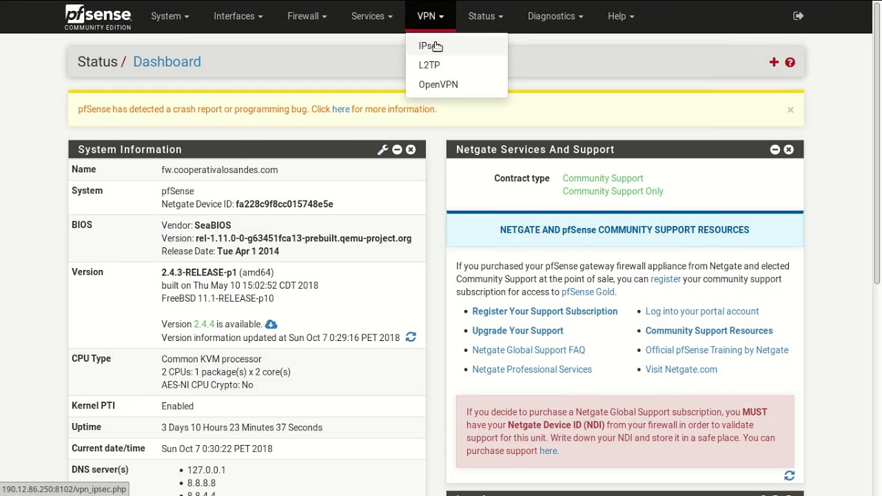 AWS - VPN IPsec entre AWS y red On Premise con Firewall pfSense