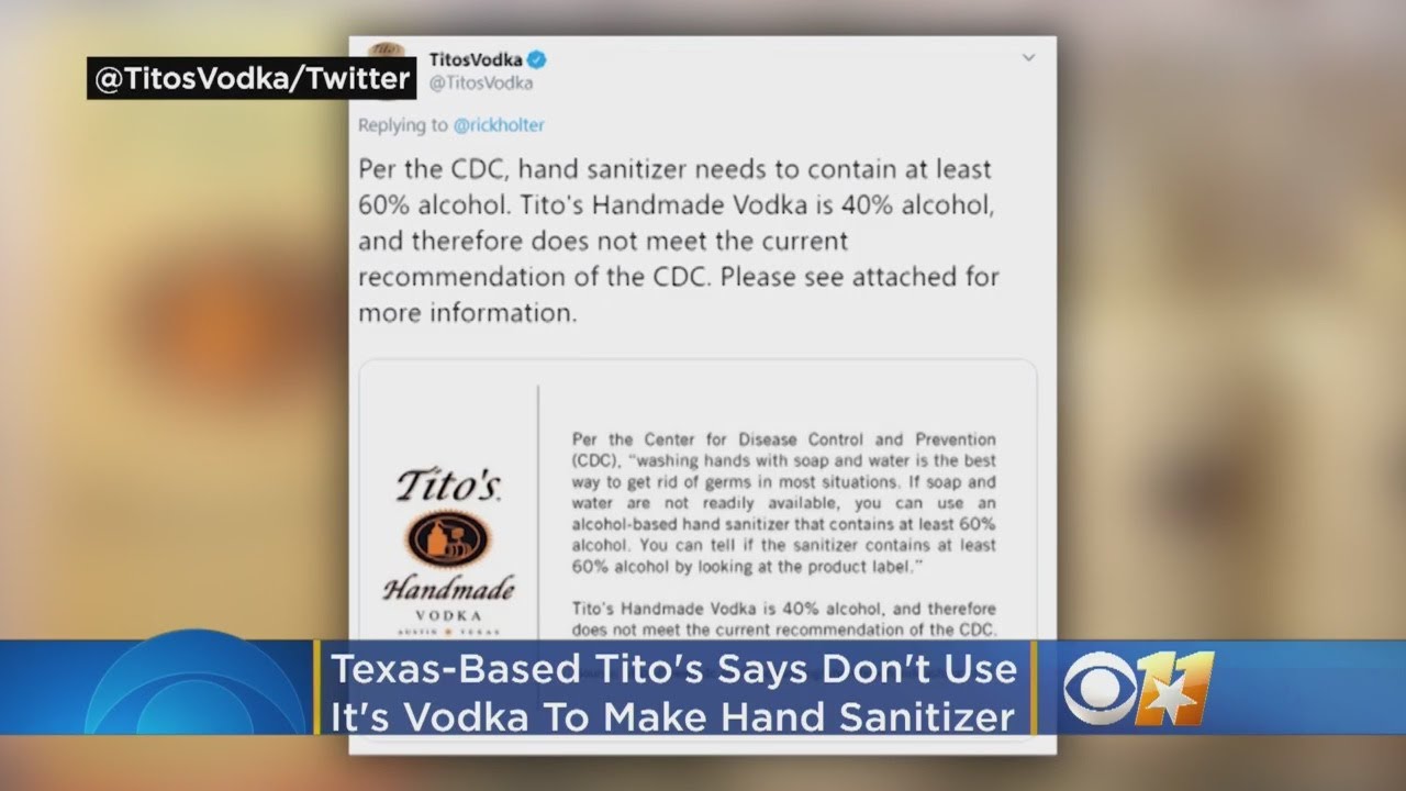 No, You Can't Use Texas-Based Tito's Vodka For Homemade Hand Sanitizer
