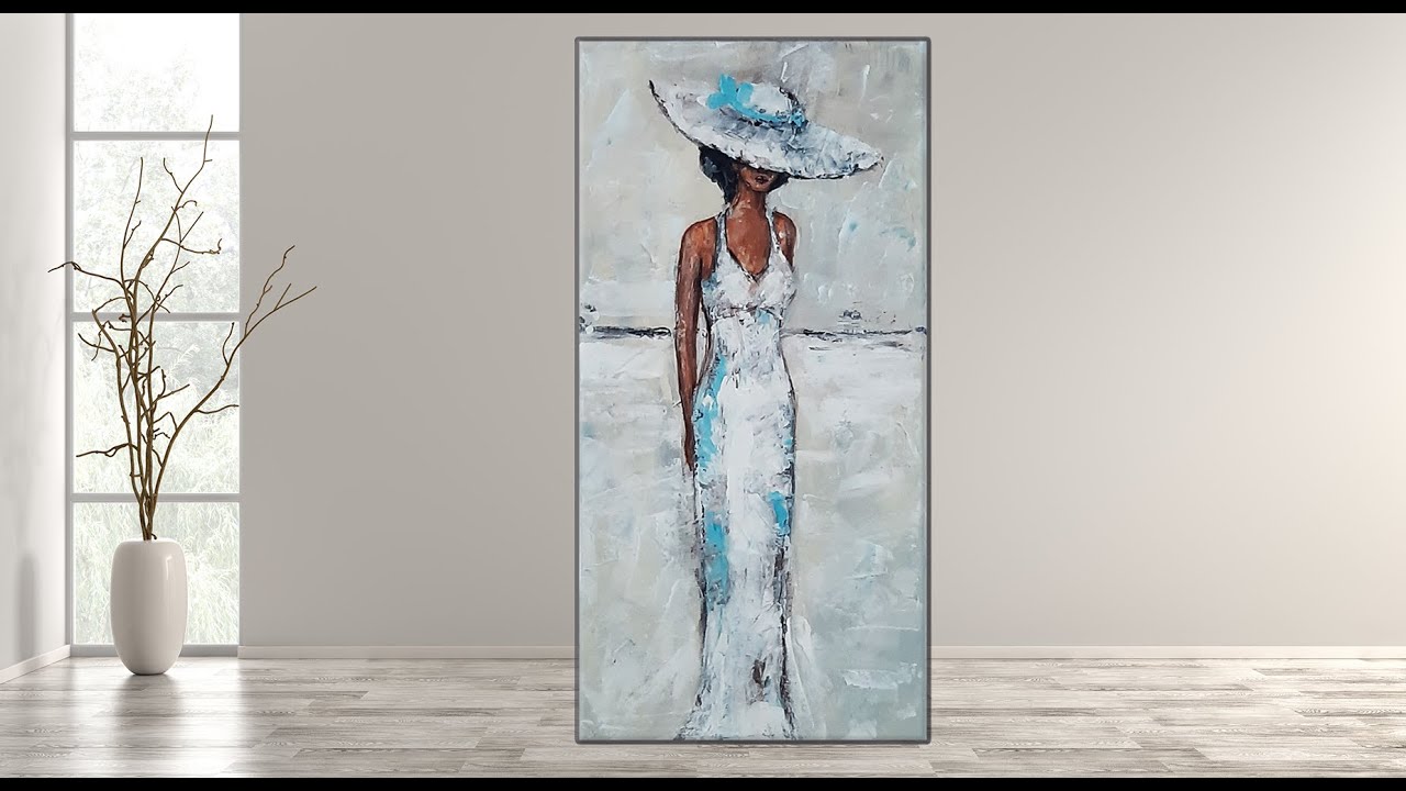 Easy Abstract Painting for beginners / Lady with a hat /Step by step/ Acrylic painting/ MariArtHome