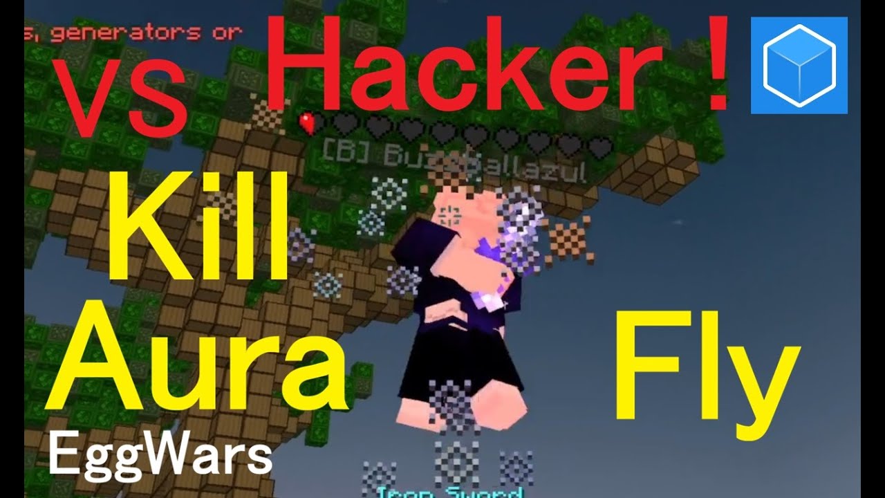 【Tough guy vs Hacker】EggWars CubeCraft bedrock minecraft PVP server game play Fly Kill Aura
