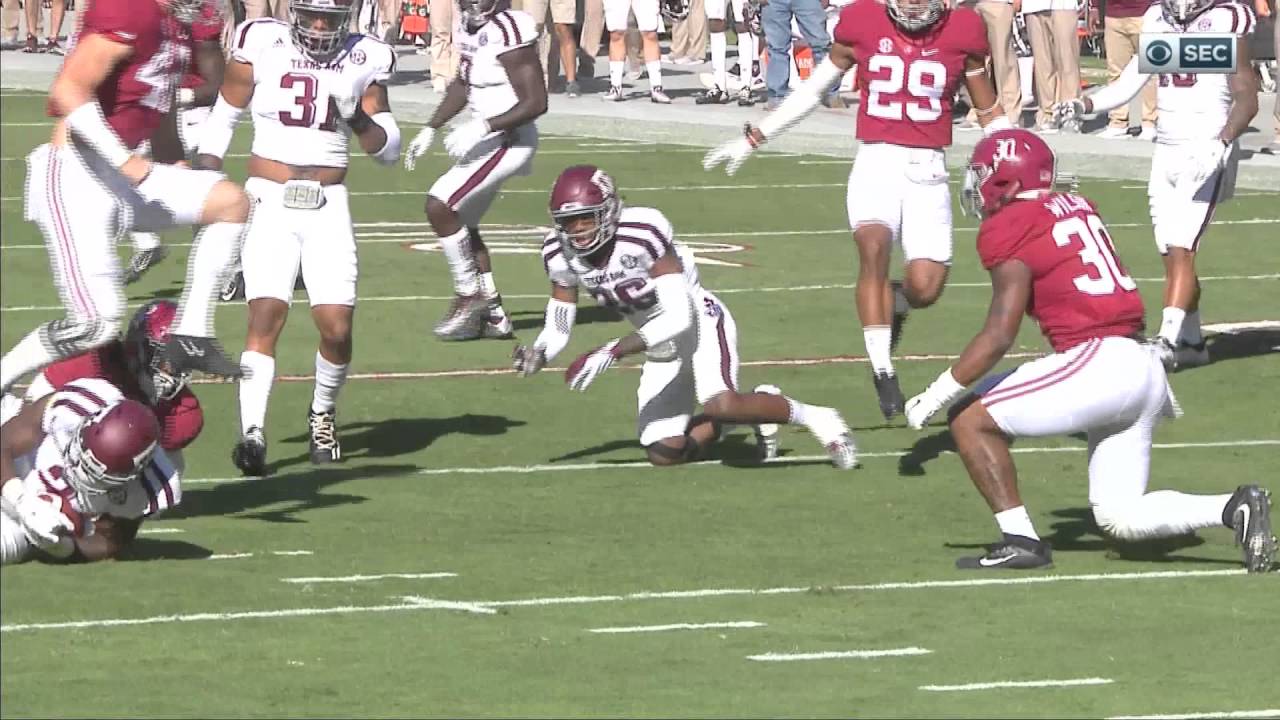 Alabama vs Texas A&M, 2016 - Hit by Mack Wilson