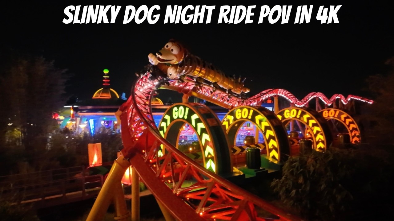 Why the BACK ROW is the Best Seat on Slinky Dog Dash! (Night POV)