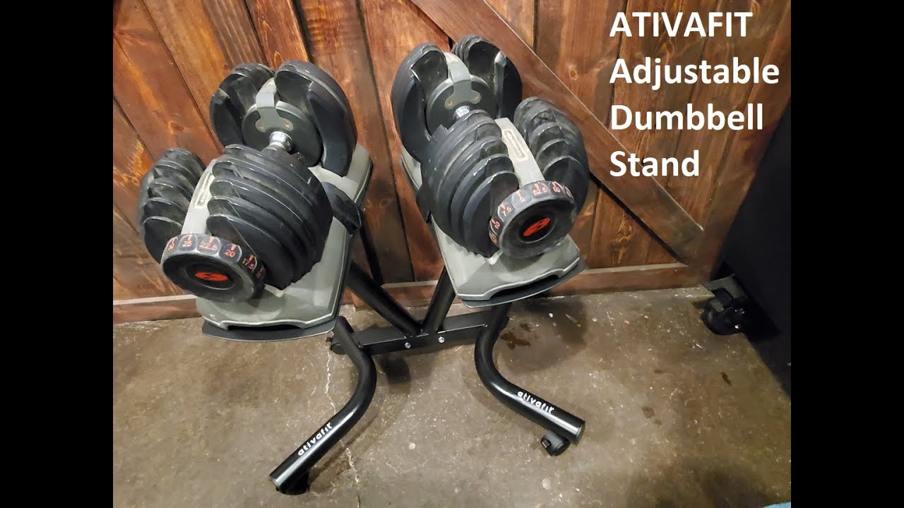 ATIVAFIT Adjustable Dumbbell Stand Fitness Dial Dumbbell Rack with Adjustable Belt for Home Gym Set