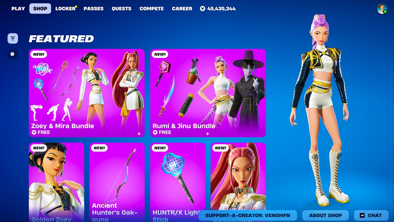 NEW K-Pop Demon Hunters Skins (Zoey, Mira, Rumi & Jinu) | Fortnite Item Shop Showcase!
