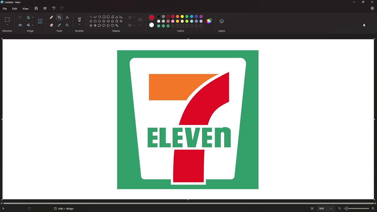 How to draw a 7-Eleven logo in MS Paint Windows 11