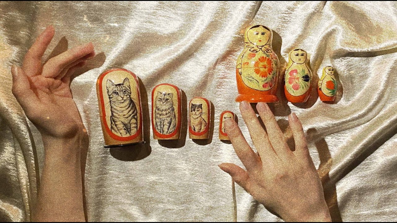 ASMR GENTLE Unintelligible Clicky Whispers & Tapping on Russian Nesting Dolls for Sleep 😴 матрешка