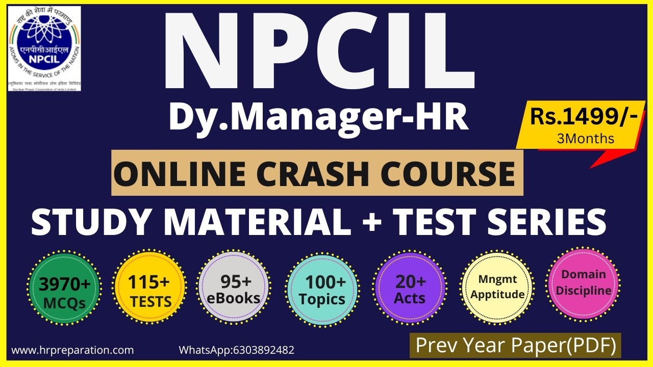 NPCIL Deputy Manager HR Exam Online Course 2023| NPCIL HR Online Crash Course 2023