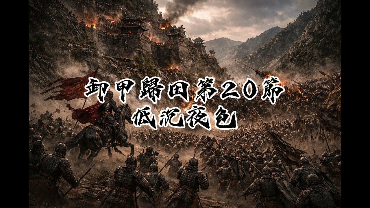20卸甲歸田系列，多為史詩曲風，以戰爭為題材，目的是讓人深省戰爭，並願天下永無戰事。此曲低沉夜色，希望各位能喜歡。Excelente música con IA、Epic genre、AI音樂。