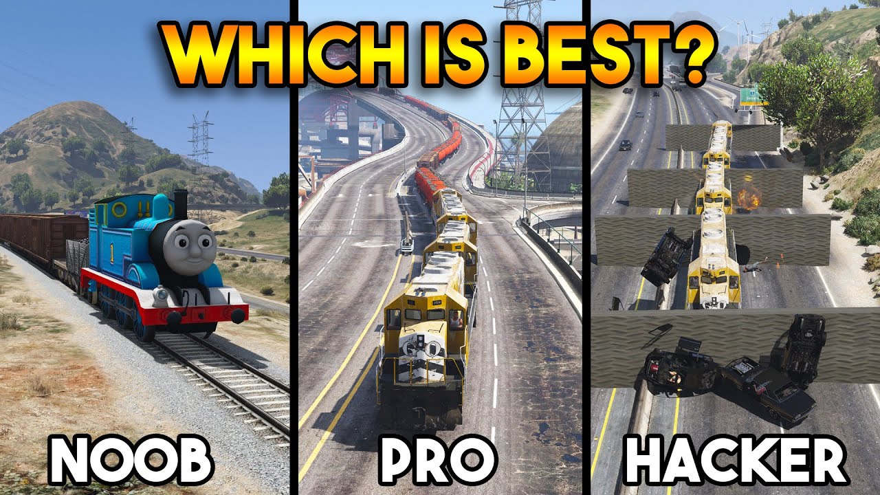 GTA 5 : NOOB TRAIN VS PRO TRAIN VS HACKER TRAIN (WHICH IS BEST?)