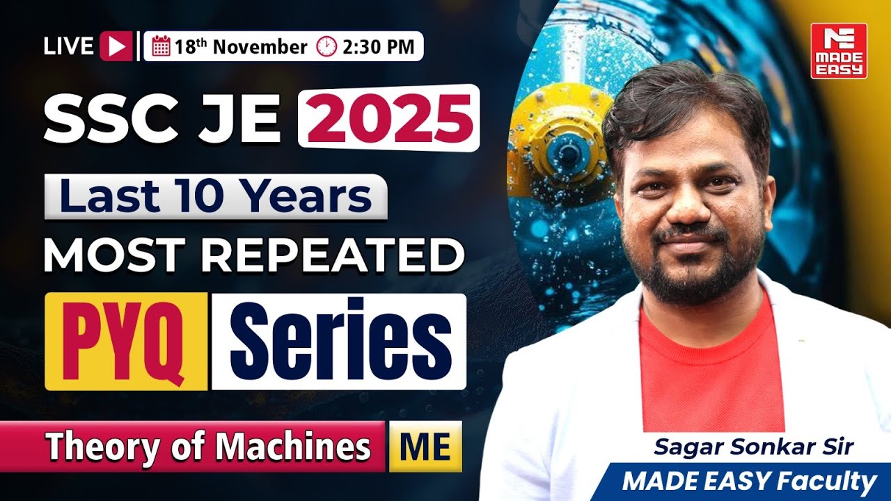 SSC JE 2025 Mechanical | Theory of Machines 10-Year PYQs | Most Repeated Questions Explained LIVE
