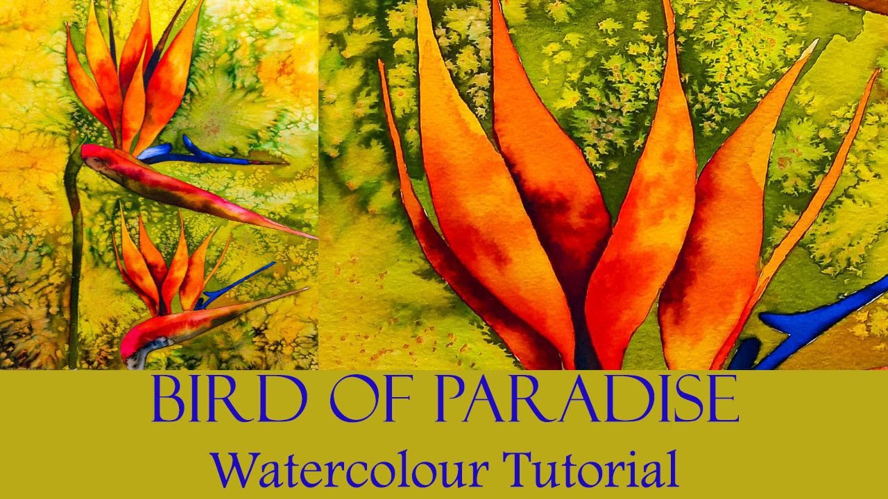 How to Paint a WATERCOLOR Bird of Paradise Flower Using FUN Techniques