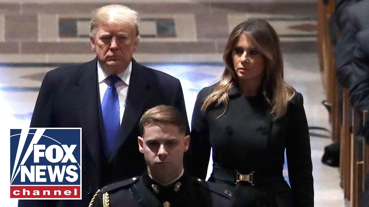 Trumps greet Obamas at President George H.W. Bush's funeral