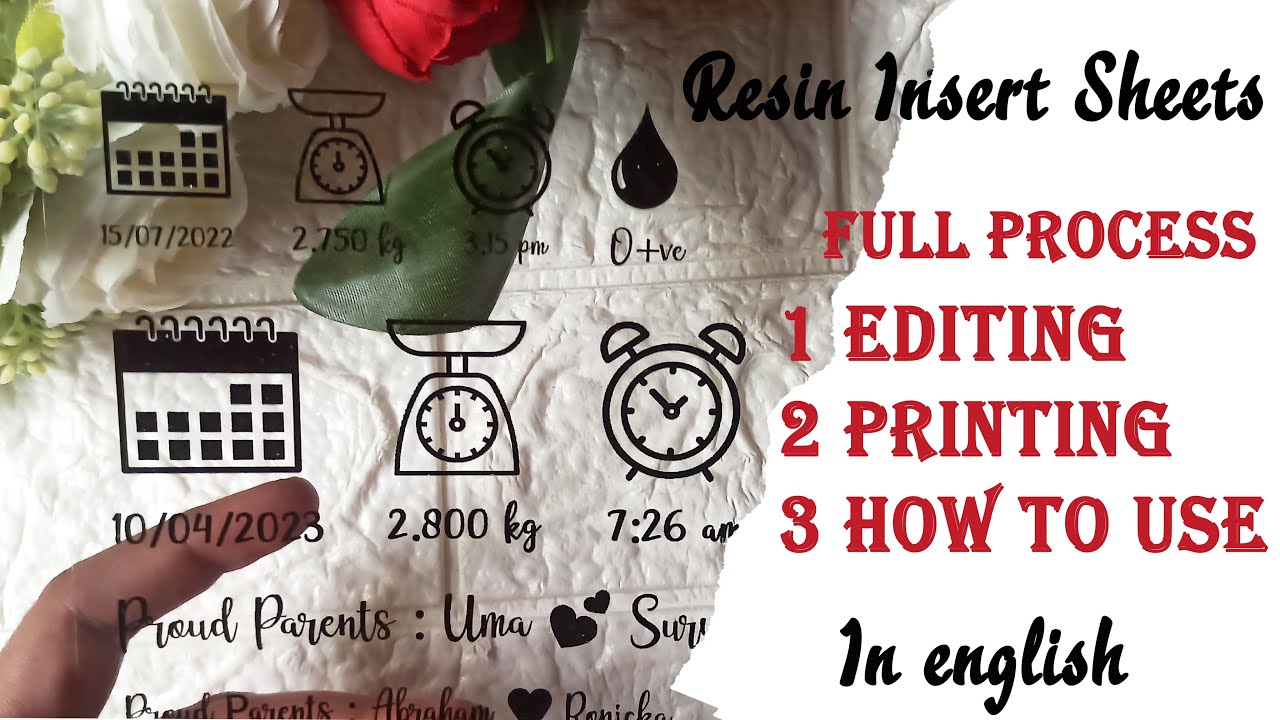 How I Edit and Print my Transparent Sheet for my Resin Projects|Resin art in English| Insert Sheet