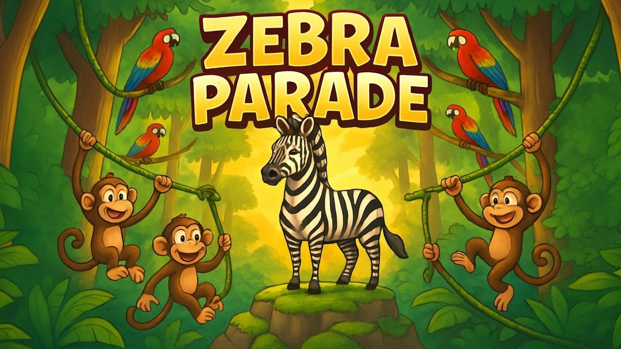 Zebra Parade Song for Kids 🦓 | Animal Songs & Nursery Rhymes | Jungle Parade Fun