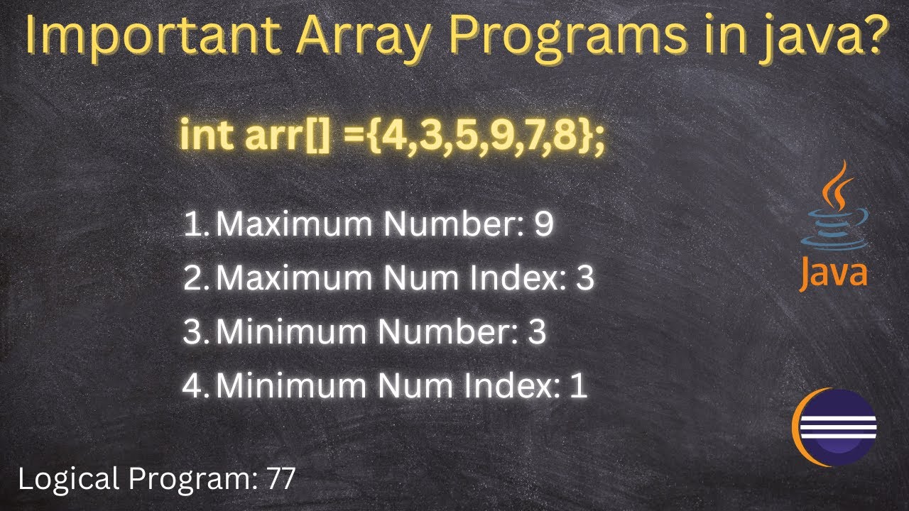 Find Maximum and Minimum Element in an Array with Index | Java Program Find largest smallest numbers