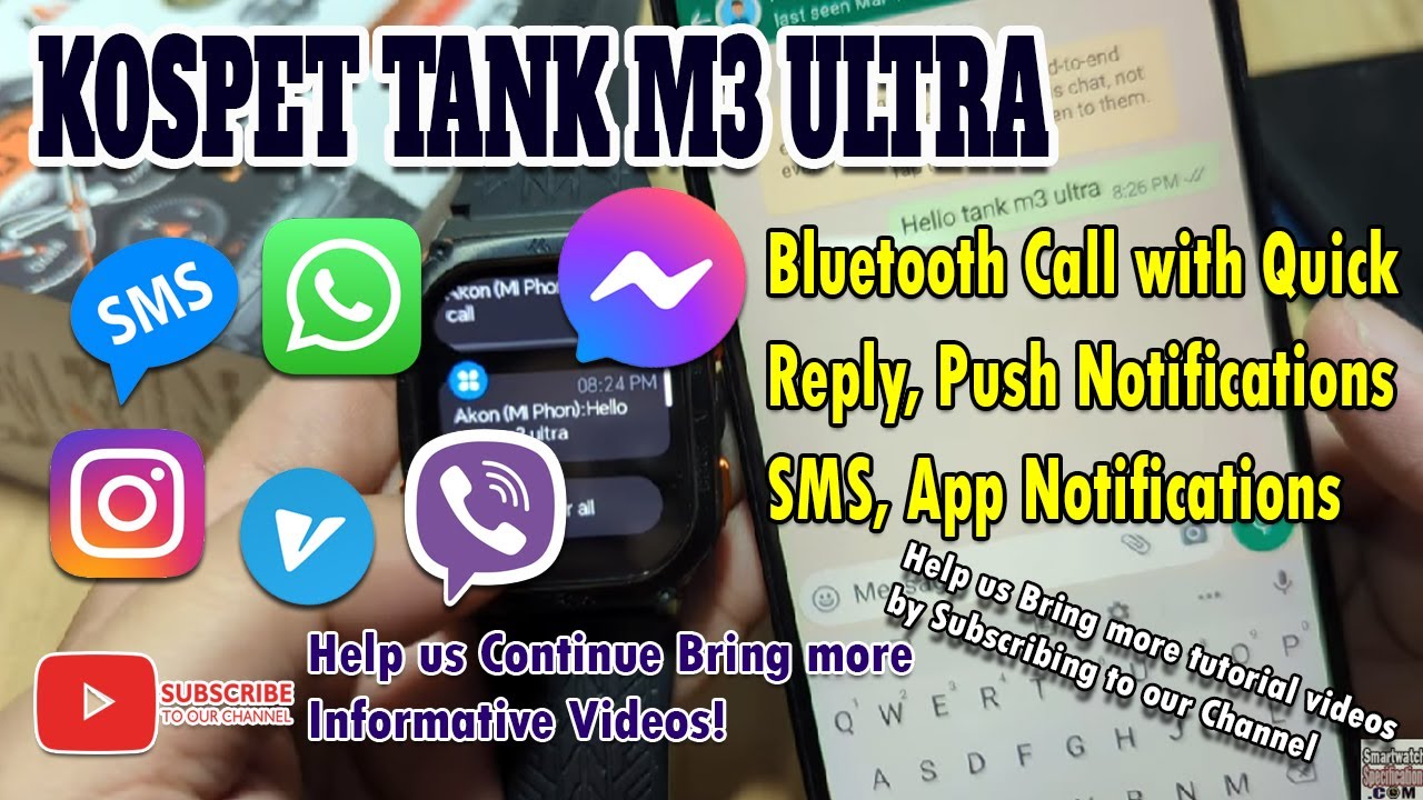 KOSPET TANK M3 ULTRA — Bluetooth-звонок с быстрым ответом, push-уведомления SMS, уведомления прил...
