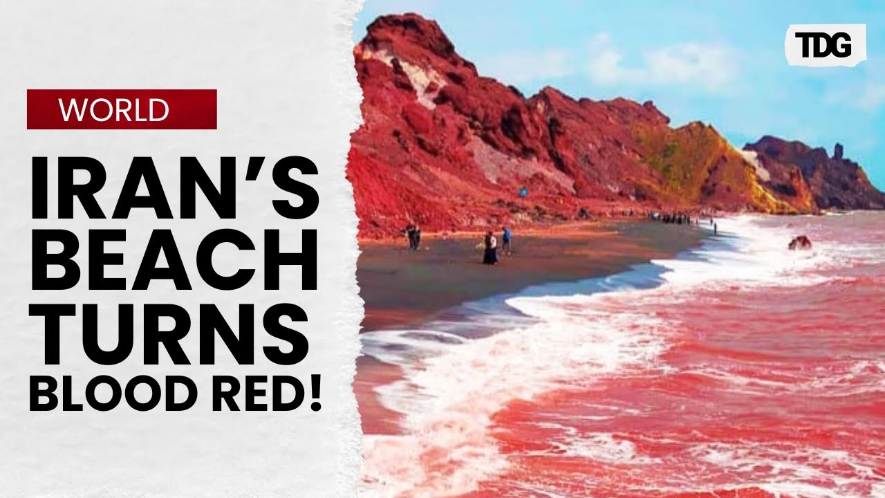 Iran&rsquo;s Rainbow Island Beach Near Strait of Hormuz Turns Blood Red After Mysterious Rain
