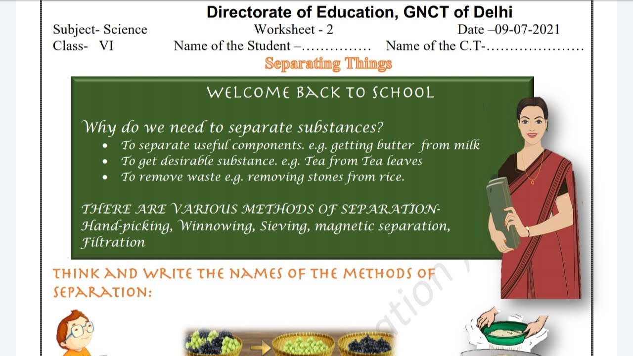 DOE DELHI WORKSHEET 2 SCIENCE ENGLISH MEDIUM FOR CLASS 6 FRIDAY 9 JULY 2021