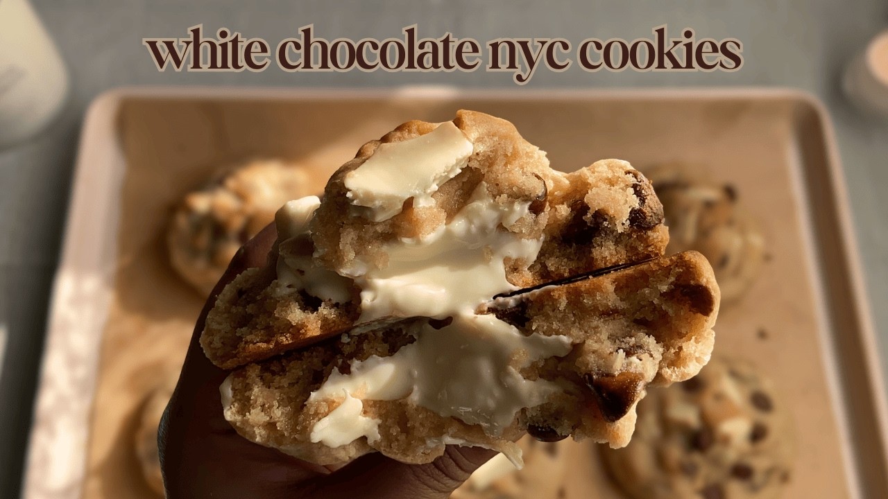 White Chocolate Stuffed NYC Cookies ♡ Bake With Me
