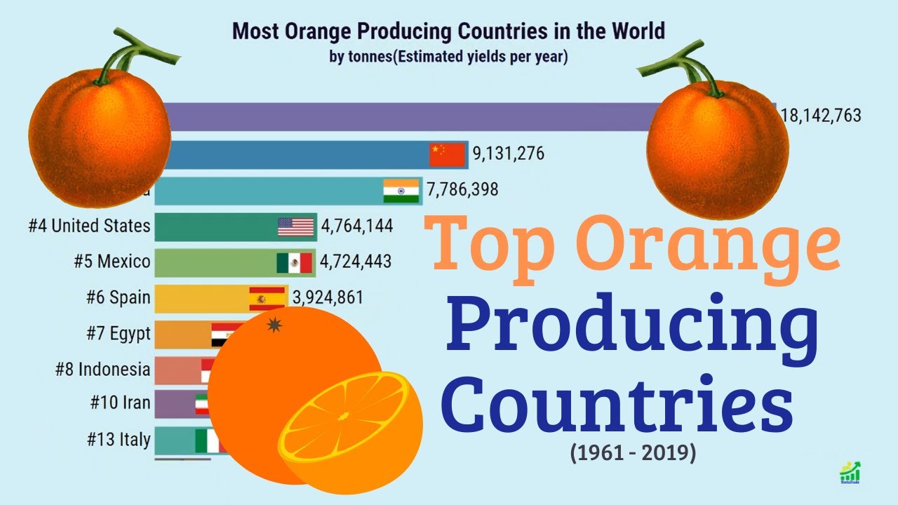 Most Orange Producing Country in the World | Top Orange Producing Countries in the World (1961-2019)