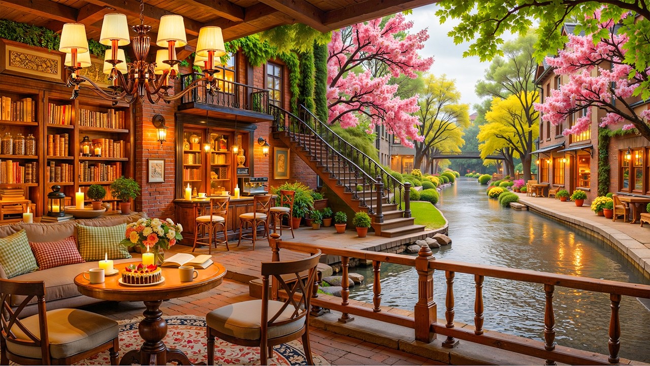 Warm Street Coffee Jazz Next To Cannal 🌿 Relaxing Jazz Melodies For A Relaxing Start To Your Day