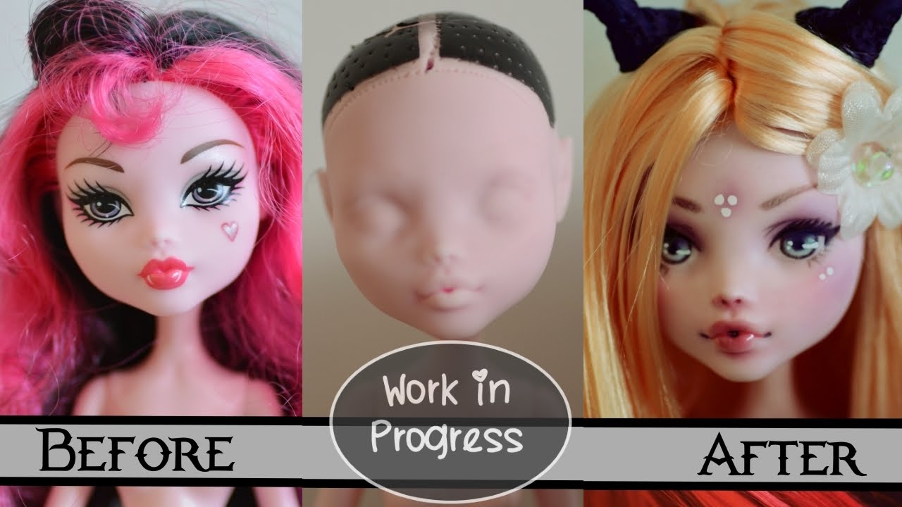 WORK IN PROGRESS LOVELY FAUNE - MONSTER HIGH FACEUP HOW TO REPAINT A DOLL