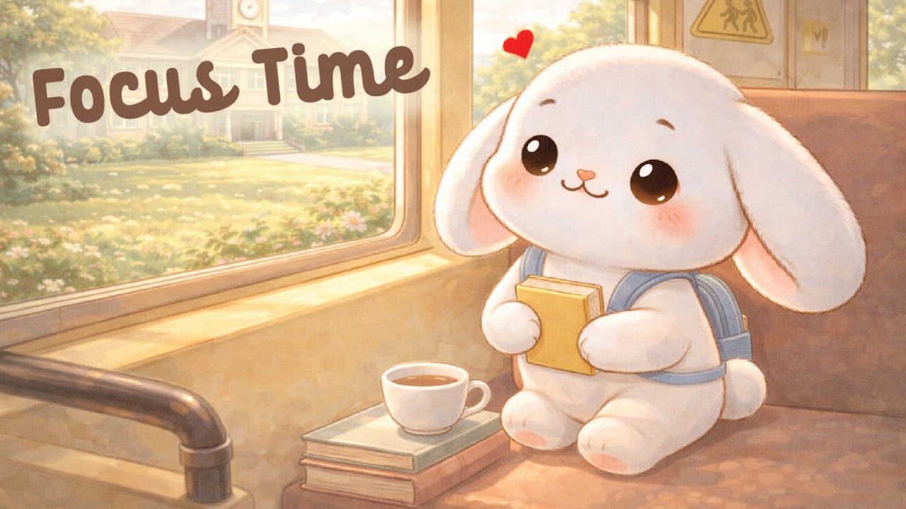 Focus Time Lofi ☕🐰 4 Hour Happy Lofi Cute Song ✨ relaxing music 🐇 [Lofi Hip Hop]