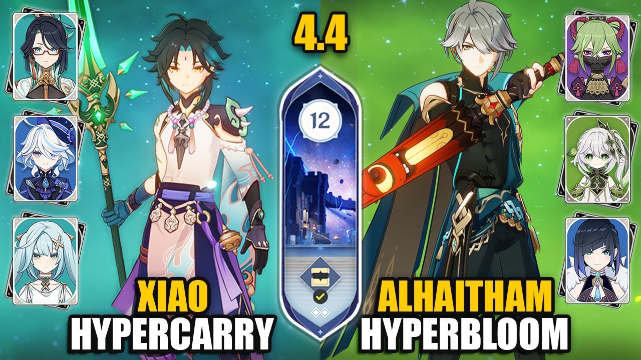 C0 Xiao Hypercarry & C0 Alhaitham Hyperbloom | Spiral Abyss 4.4 Floor 12 9 Stars | Genshin Impact