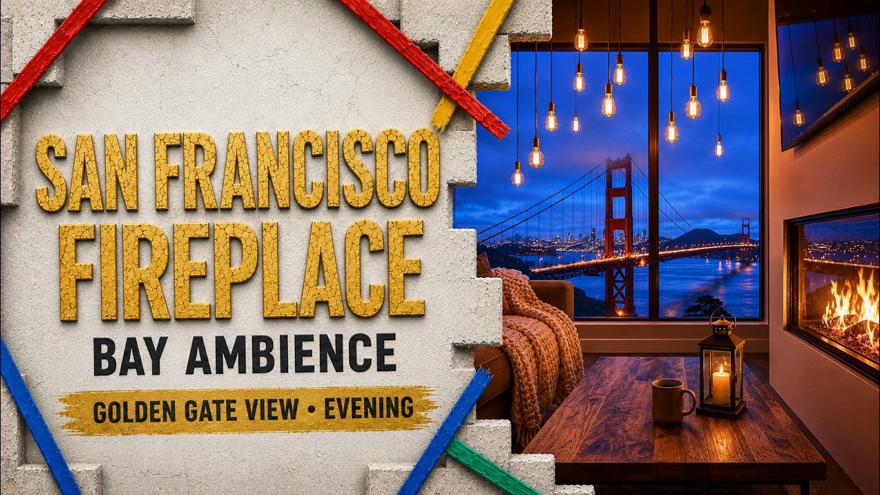 Quite Like San Francisco Fireplace 🌉🔥 | Bay Night • City Lights • Background Ambient Music