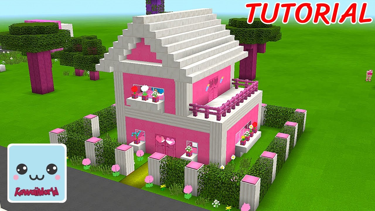 CUTE PINK House with TWO Floors in Kawaii World  🌸🌷🏠- TUTORIAL